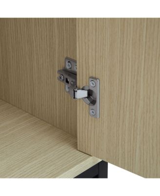 Carved Storage Cabinet with 4 Door Coffee Bar Cabinet With Adjustable Shelf