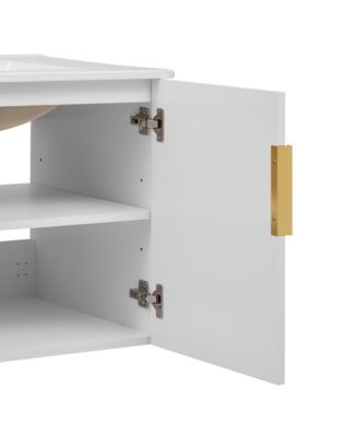 30" Bathroom Vanity with Ceramic Sink and 2 Doors, Vintage Style Storage Cabinet