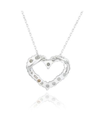 Suzy Levian Sterling Silver White Topaz Heart Eternity Pendant