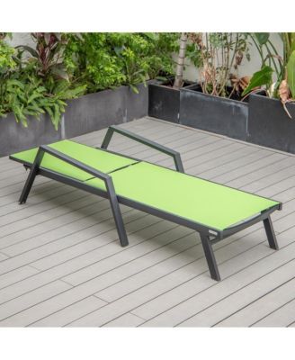 Marlin Patio Chaise Lounge Chair With Armrests in Black Aluminum Frame