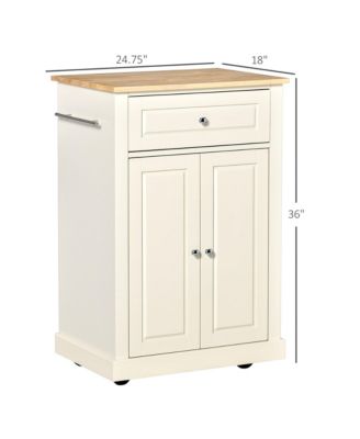 Cream Kitchen Helper: Portable Island Cart with Drawer and Shelf