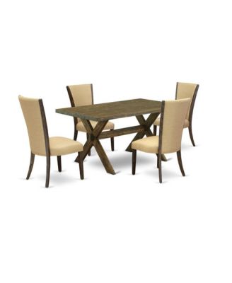 5Pc Wood Wood Dining Table and 4 Parson Dining Table Set