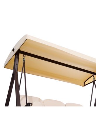 3-Seat Patio Swing w/ Tilt Canopy, Cushions & Cup Tray,
