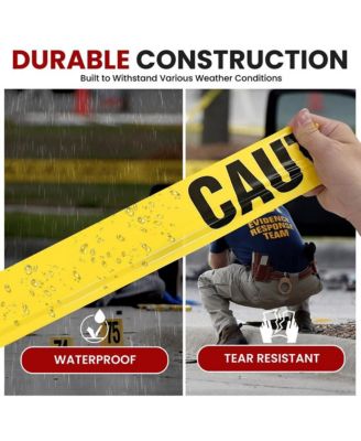 6 Pieces Safety Yellow Caution Tape Set - 200 Meters Long Tape Roll Suitable for a Wide Range of Applications, Including Roadworks, Events