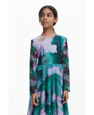 Girls Girls's Watercolor tulle long-sleeve dress
