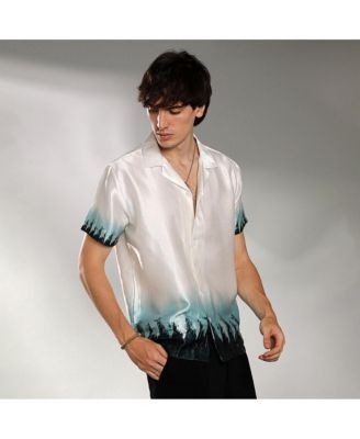Men's Ivory White & Pine Green Pine Ombre Shirt