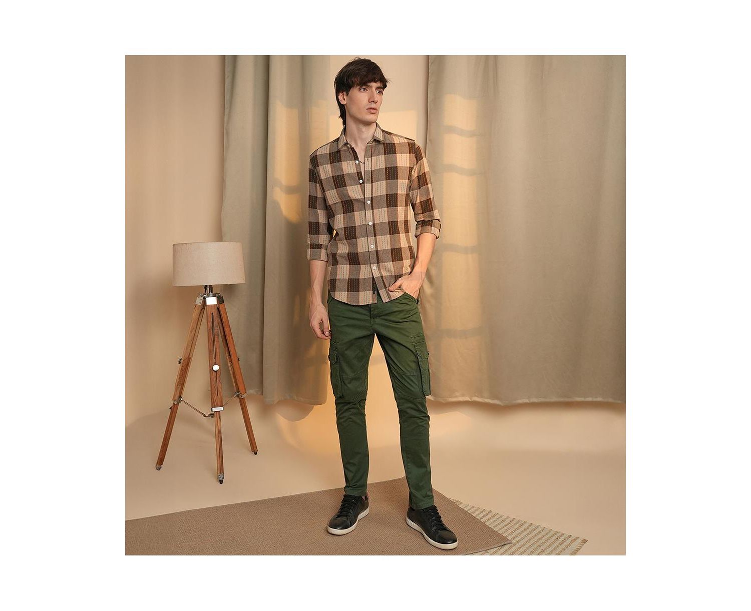 Men's Chocolate Brown Chalk-Buffalo Check Shirt