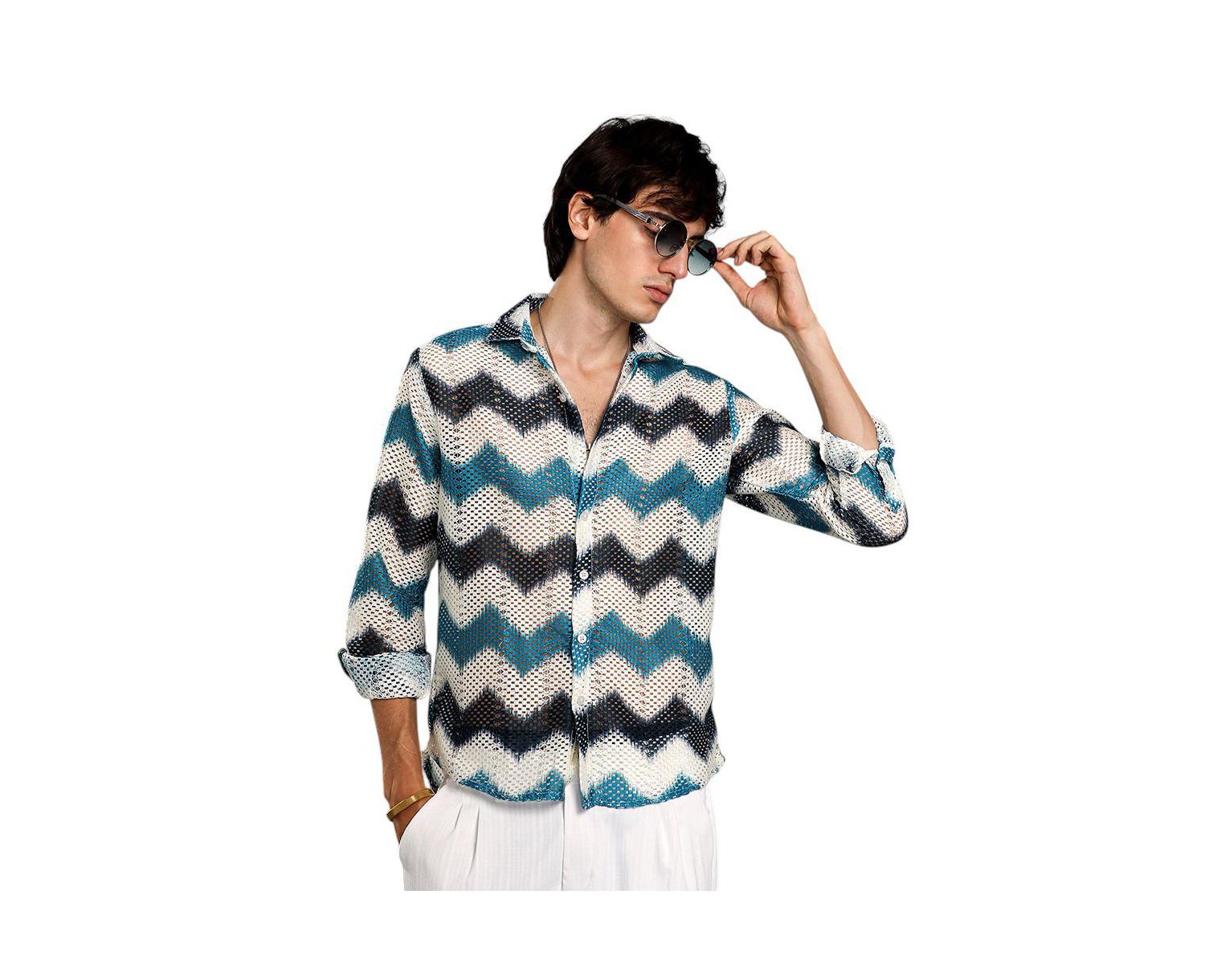Men's Chevron-Block Knit Shirt