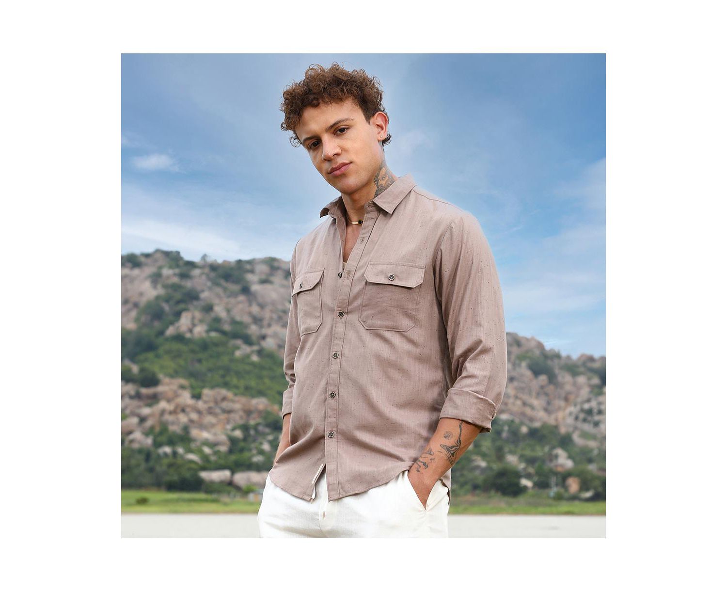 Men's Peanut Brown Heathered Utility Shirt
