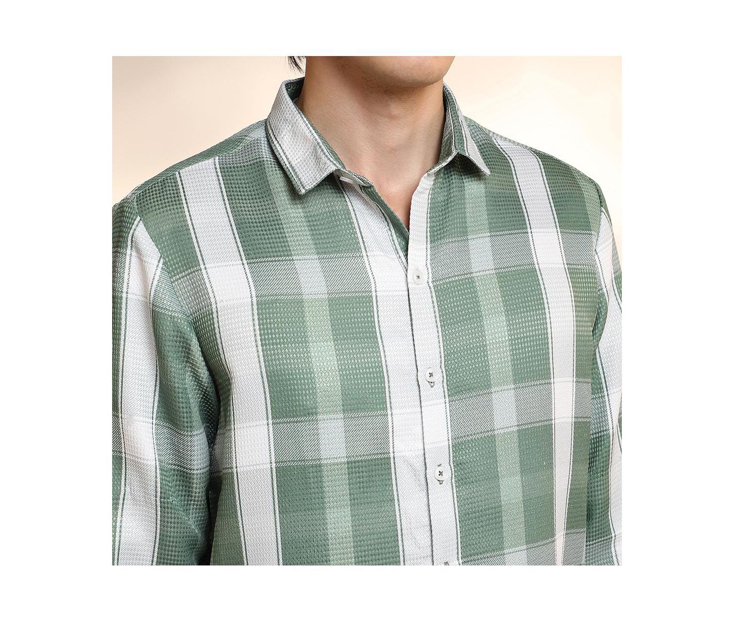 Мужская рубашка Cahoot Campus Sutra Sage Green Tartan Plaid, цвет: Зелёный — фото 2