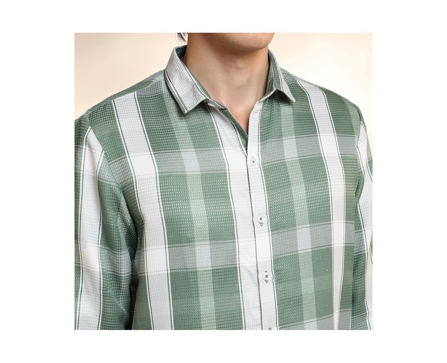 Men's Sage Green Tartan Plaid Shirt