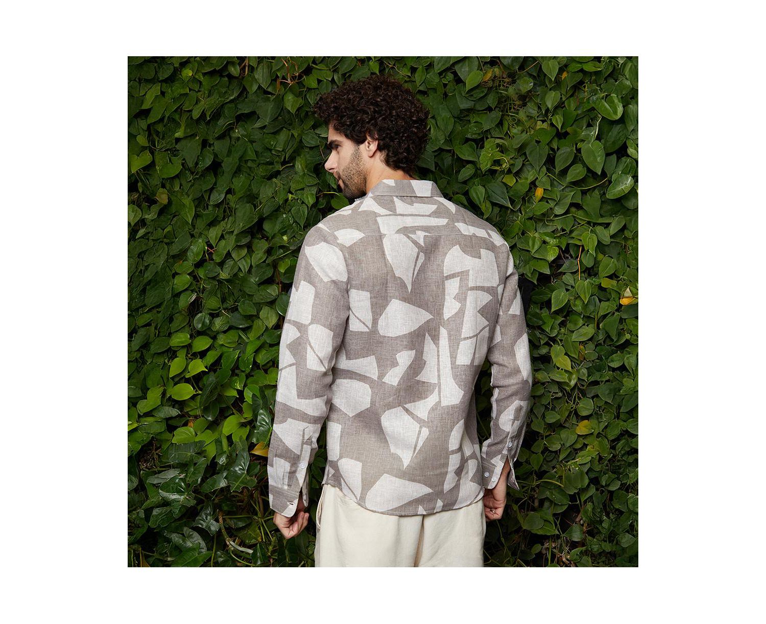 Men's Tan Brown Abstract Heathered Shirt