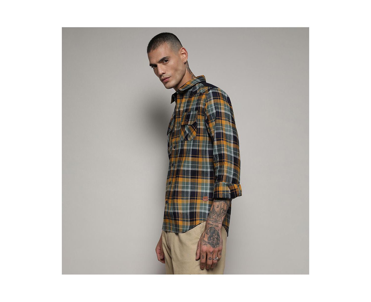 Men's Checks Cyan Shirt