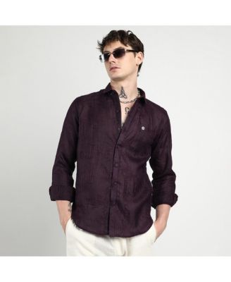 Men's Plum Purple Embroidered One-Lined Shirt