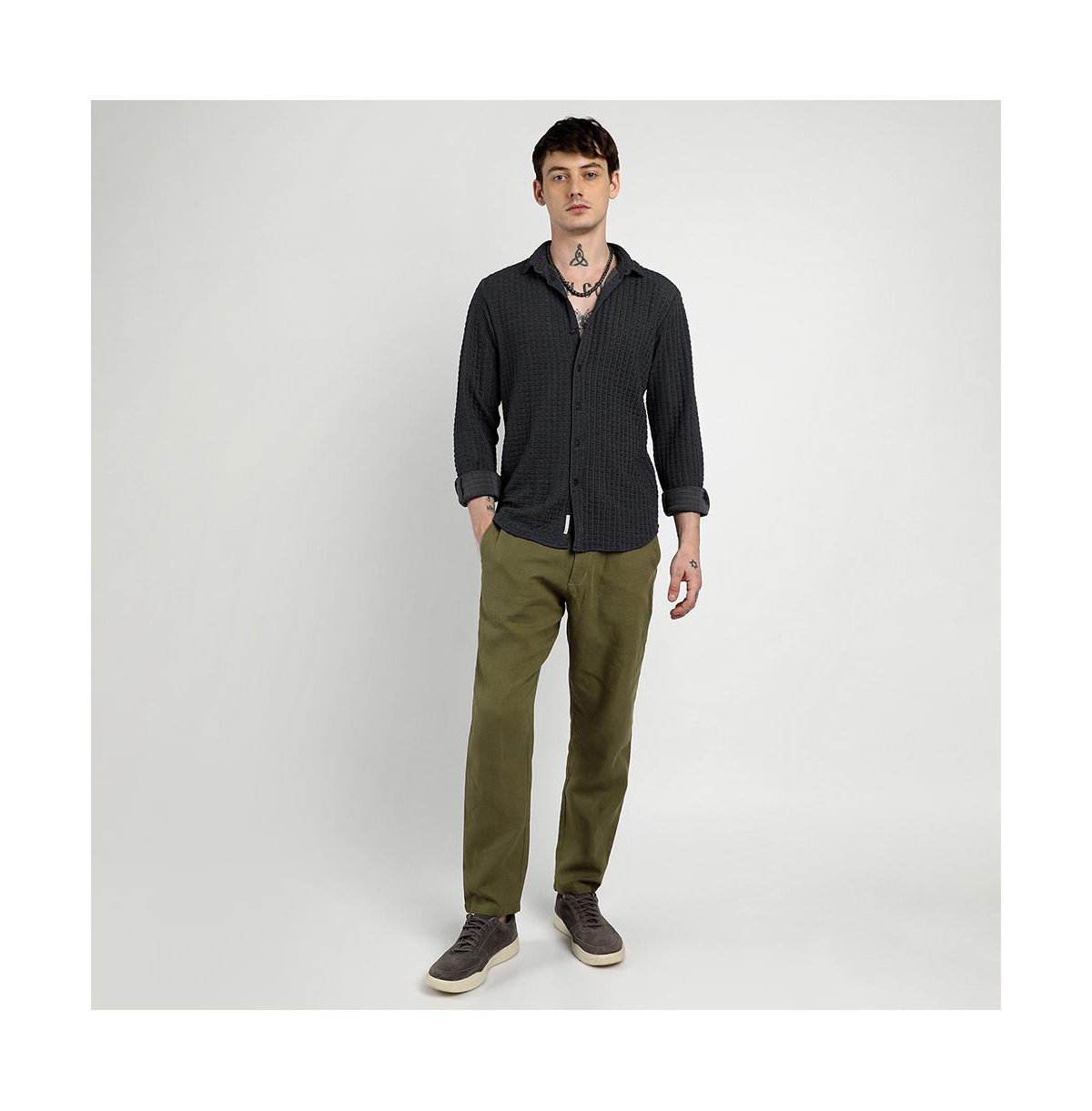 Campus Sutra Men's Charcoal Grey Cube-Textured Shirt