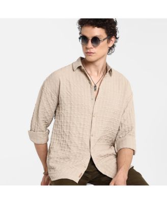 Men's Saltbox Beige Dimentional-Textured Shirt