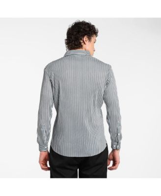 Men's Midnight Black & Powder White Pleat-Creased Shirt