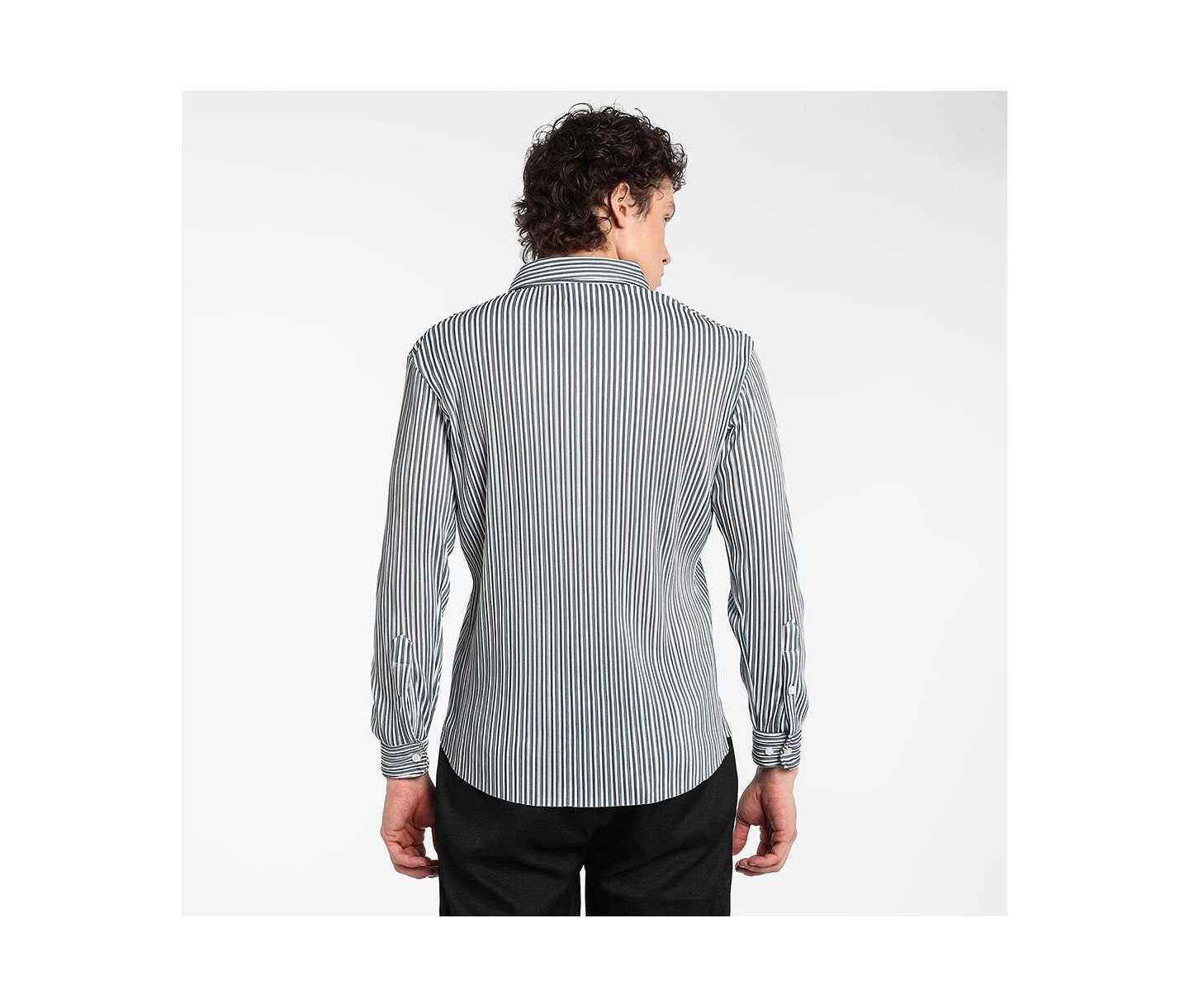 Мужская рубашка Cahoot Midnight Black and Powder White Pleat-Creased, цвет: Чёрный — фото 3