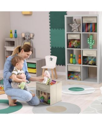 11 Inch 6 Pack Collapsible Fabric Storage Bins with Clear Window - for Organizing Clothes, Toys, Books, Shelves, Closets 10.5”x 10.5”x 11”