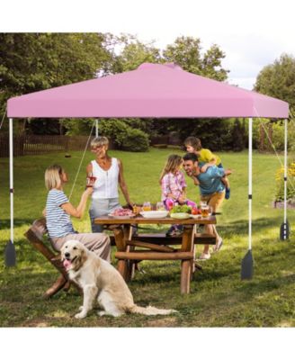 10 X 10 FT Pop up Canopy Tent with 1 Sidewall Wheeled Bag 8 Stakes & 4 Wind Ropes
