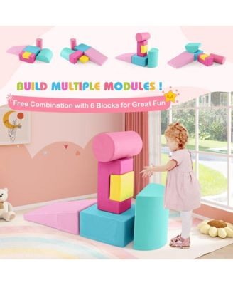 6 PCS Kids Climber Play Set Indoor Foam Climb & Crawl Activity Blocks w/ Cover