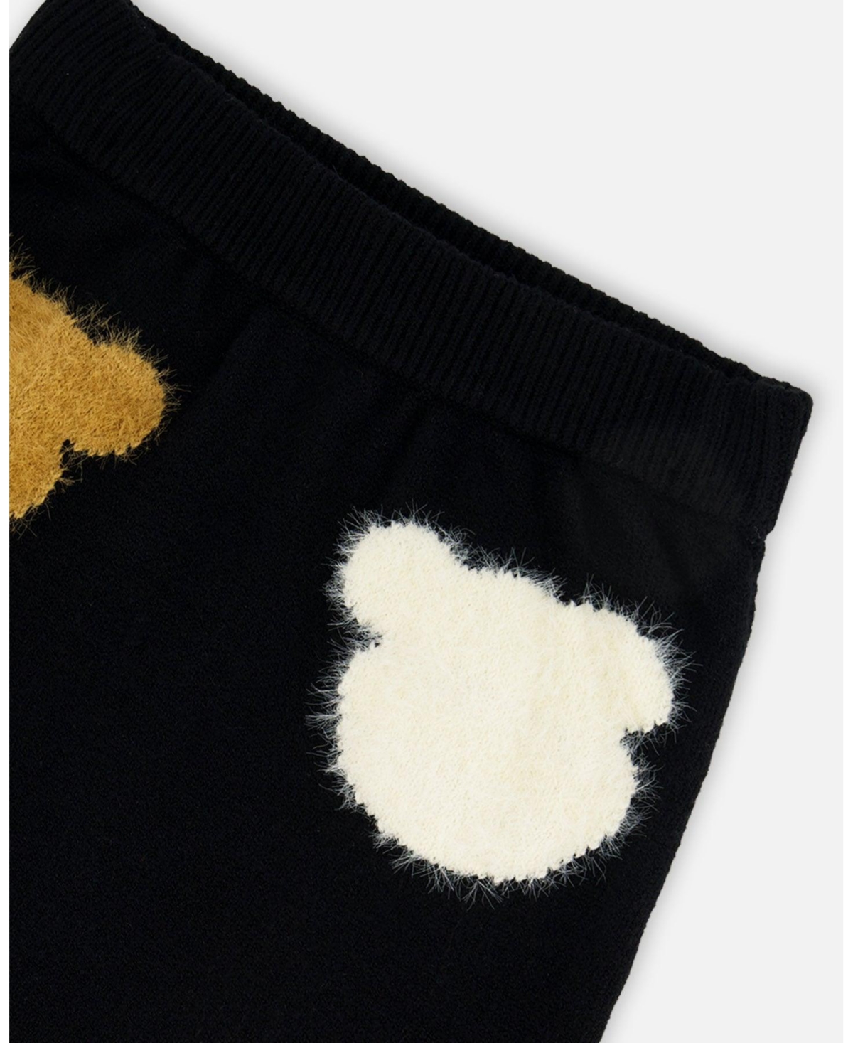 Deux par Girl Knitted Skirt Black with Bear Intarsia