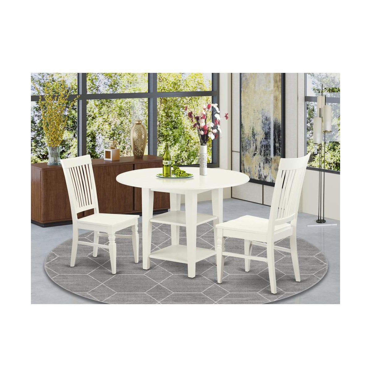 East West Furniture Dining Room Set Linen White