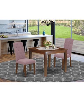 3-Piece Wood Mahogany Slatted Back Dining Set