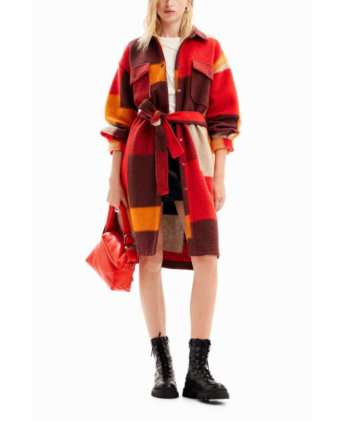 Desigual Women's Checked Overshirt Coat In Multi