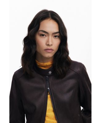 Women's Combined faux leather jacket