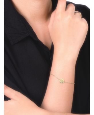 Clover Heart Chain Bracelet in 14K Gold, 6.5 in adj to 7.5 in, approx. 2.8 grams.