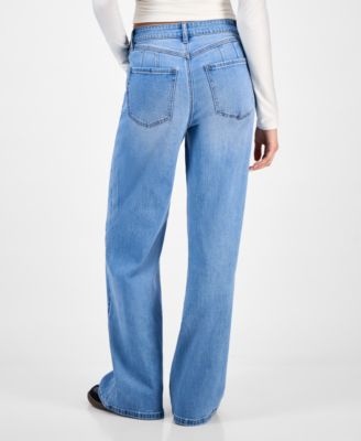 Juniors' High-Rise Curvy-Fit Wide-Leg Jeans