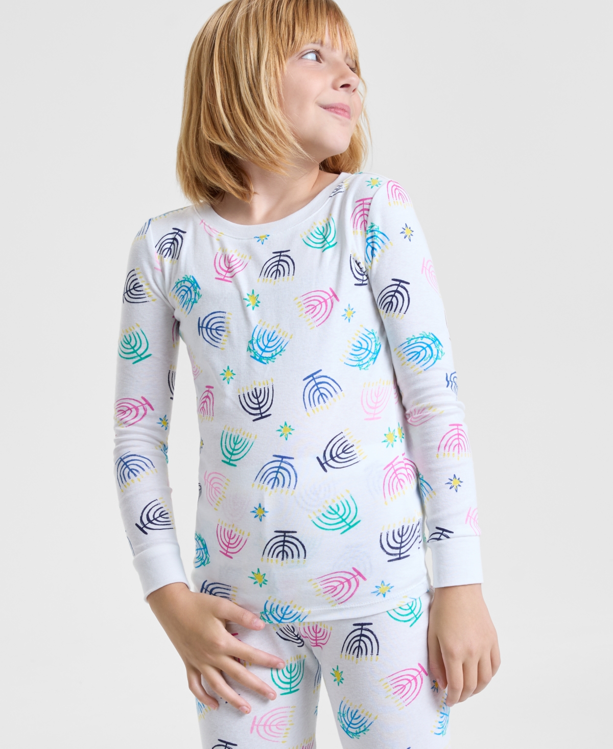 Holiday Lane Kids 5-14 Multi Menorah Snug-Fit Pajama Set, Macy's Exclusive