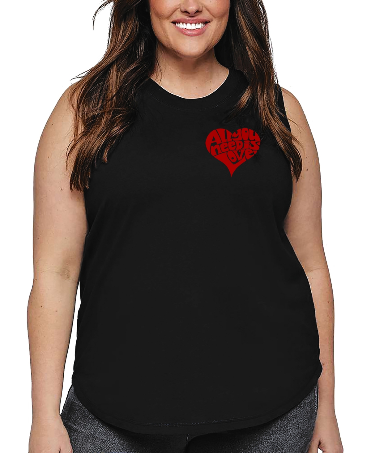 La Pop Art Plus Size Have Yourself A Merry Little Christmas Word Art Tank Top In Black