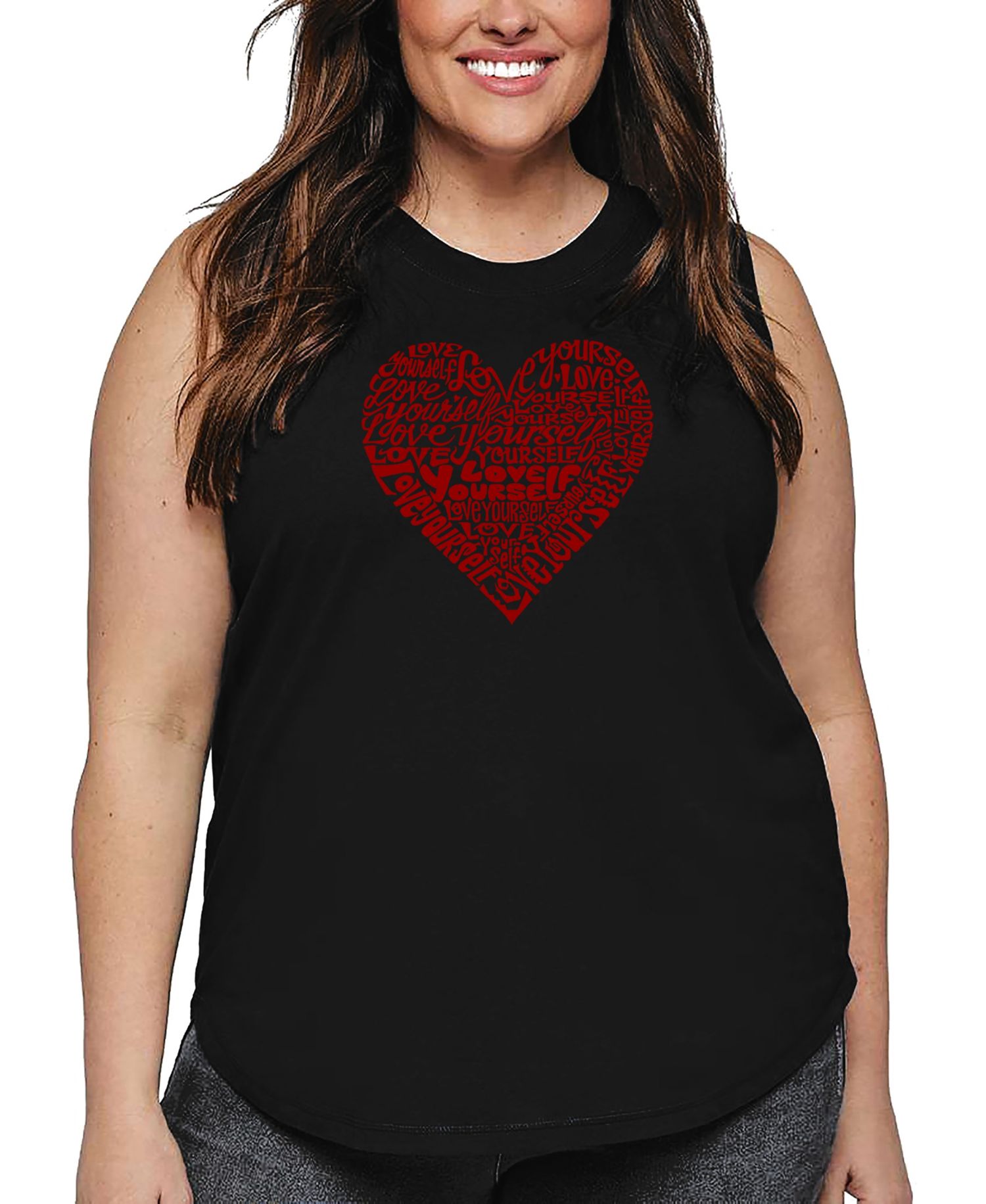 Le Pop Art Plus Size Love Yourself Word Art Tank Top