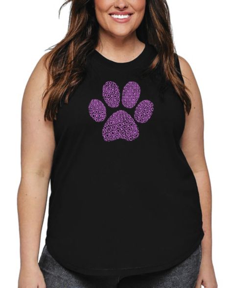 Женский топ LA Pop Art Plus Size Xoxo Dog Paw Word Art, цвет: Чёрный