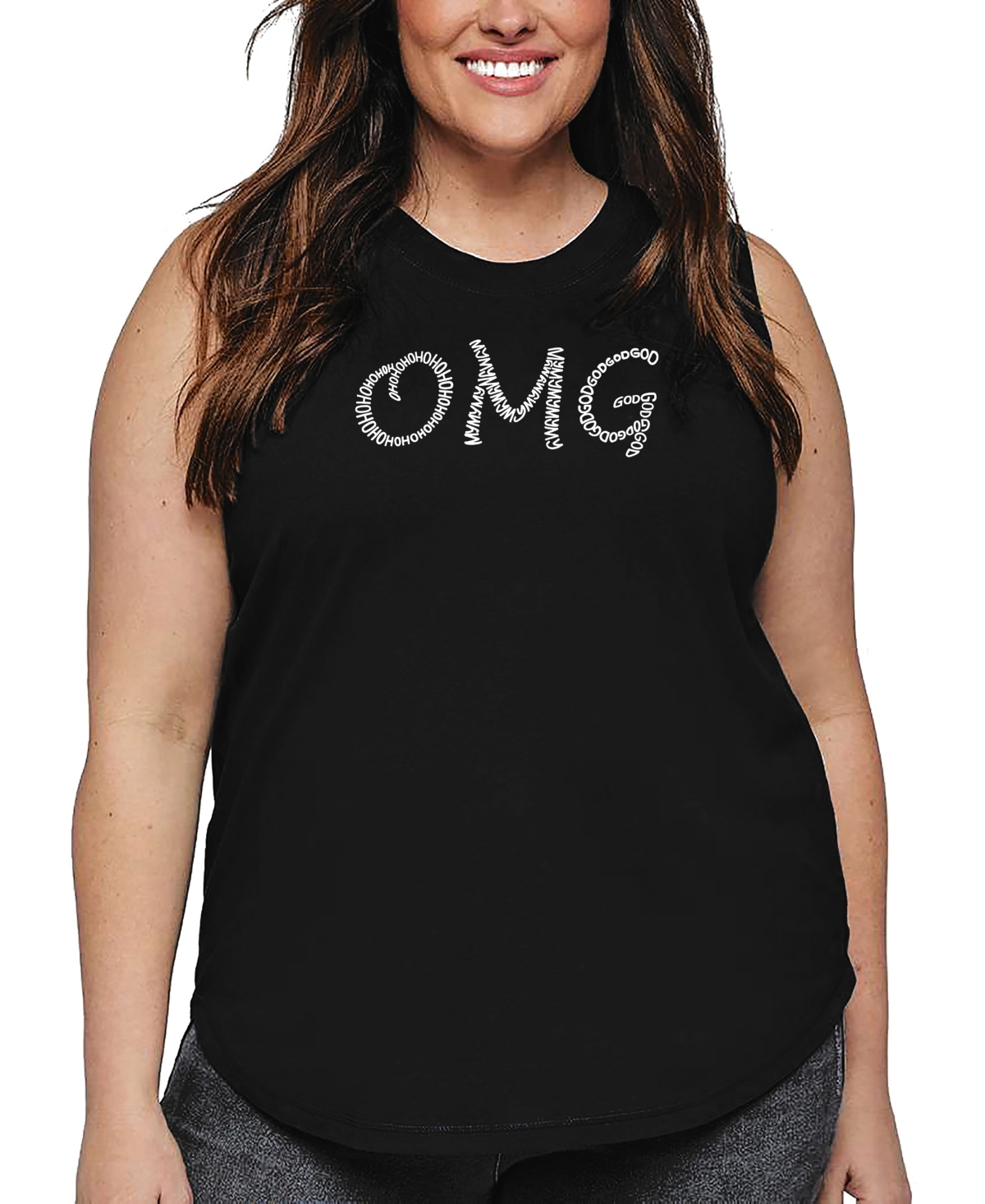 La Pop Art Plus Size Have Yourself A Merry Little Christmas Word Art Tank Top In Black