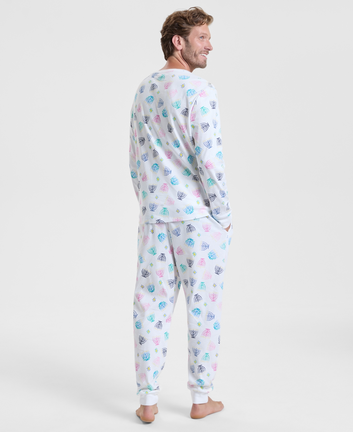 Holiday Lane Men's Multi Menorah Cotton Pajama Set, Macy's Exclusive