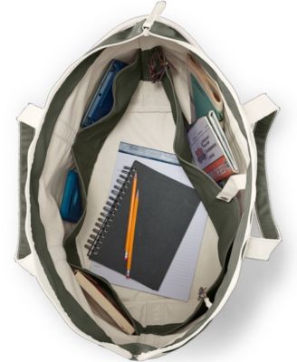 Extra Large 5 Pocket Zip Top Long Handle Canvas Tote Bag