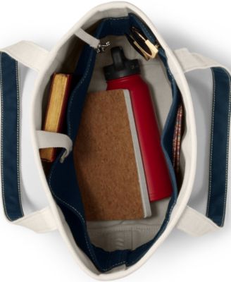 Medium 5 Pocket Open Top Long Handle Canvas Tote Bag