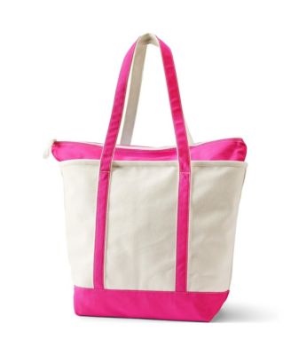 Large 5 Pocket Zip Top Long Handle Canvas Tote Bag