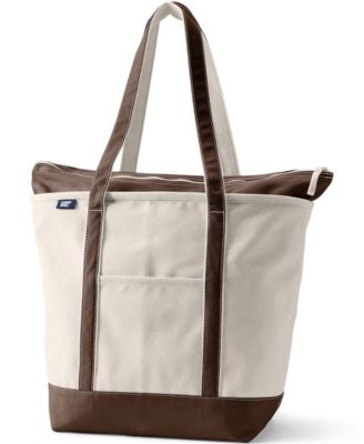 Large 5 Pocket Zip Top Long Handle Canvas Tote Bag