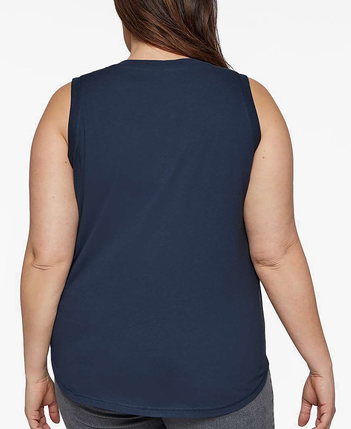 La Pop Art Plus Size Snowman Face Word Art Tank Top In Blue