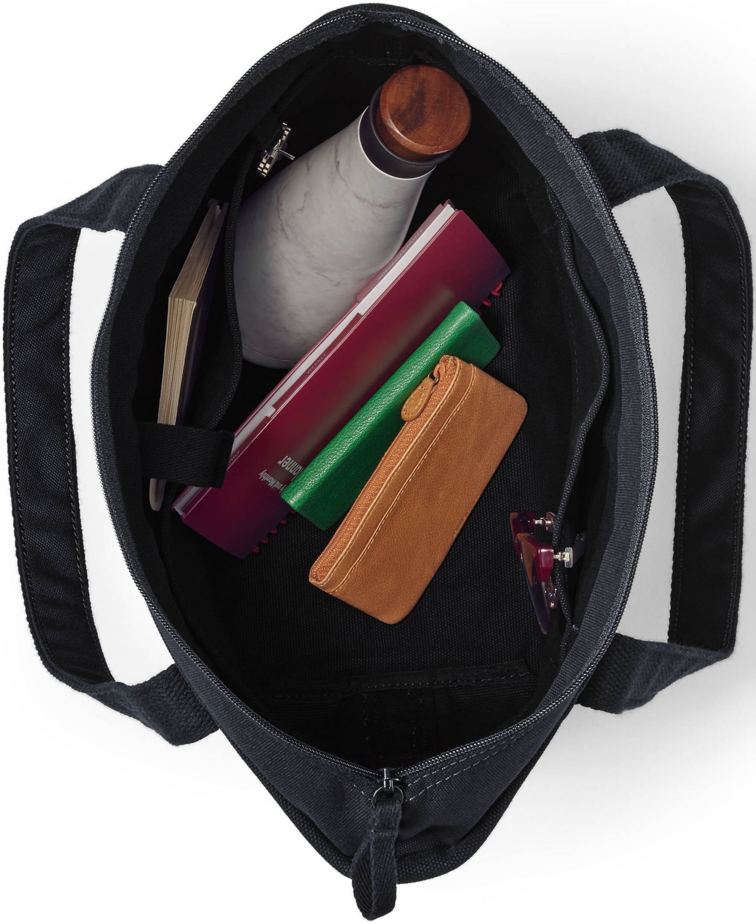 Medium Solid Color 5 Pocket Zip Top Canvas Tote Bag
