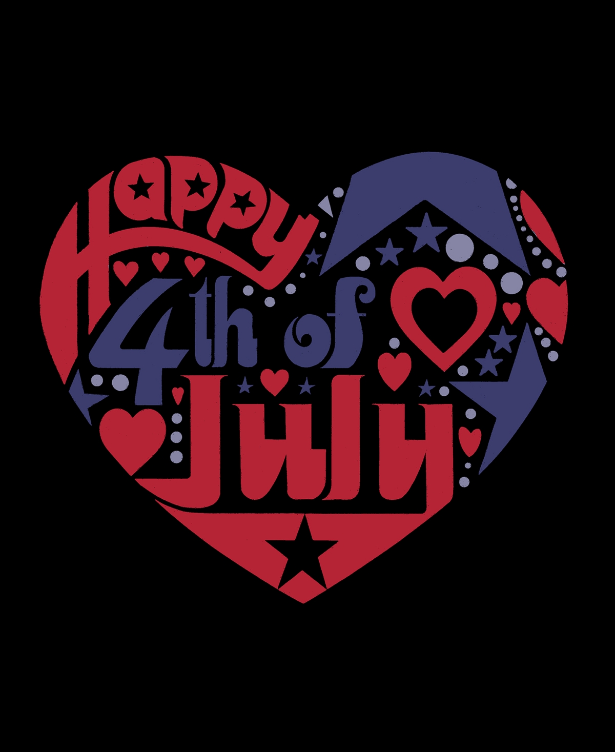 La Pop Art Plus Size July 4th Heart Word Art Tank Top In Black