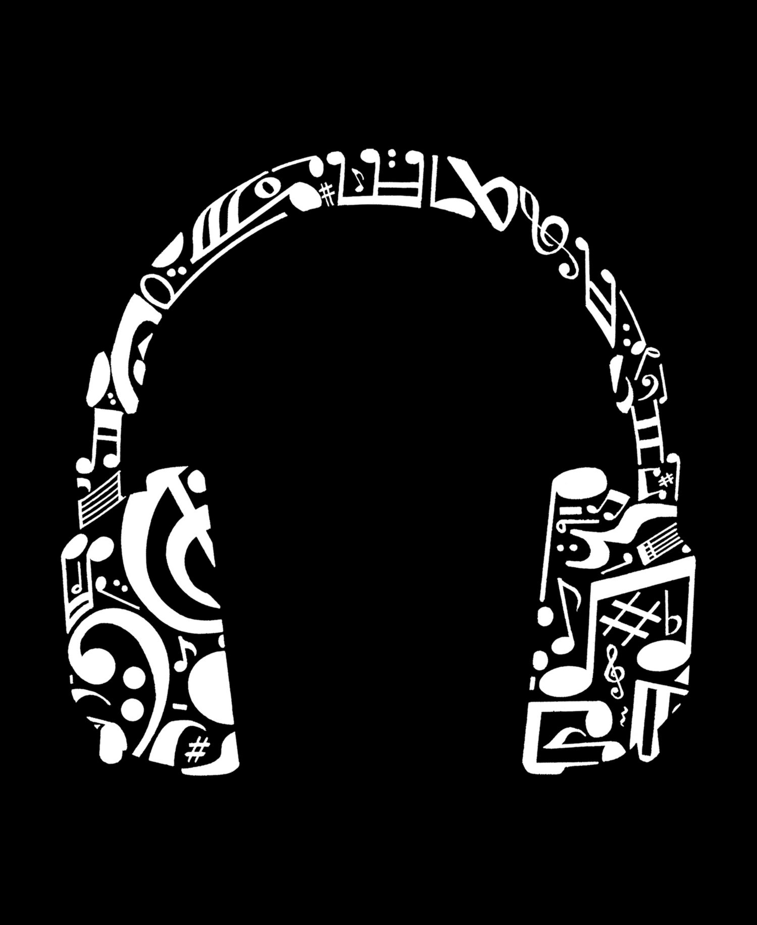 Plus Size Music Note Headphones Word Art Tank Top