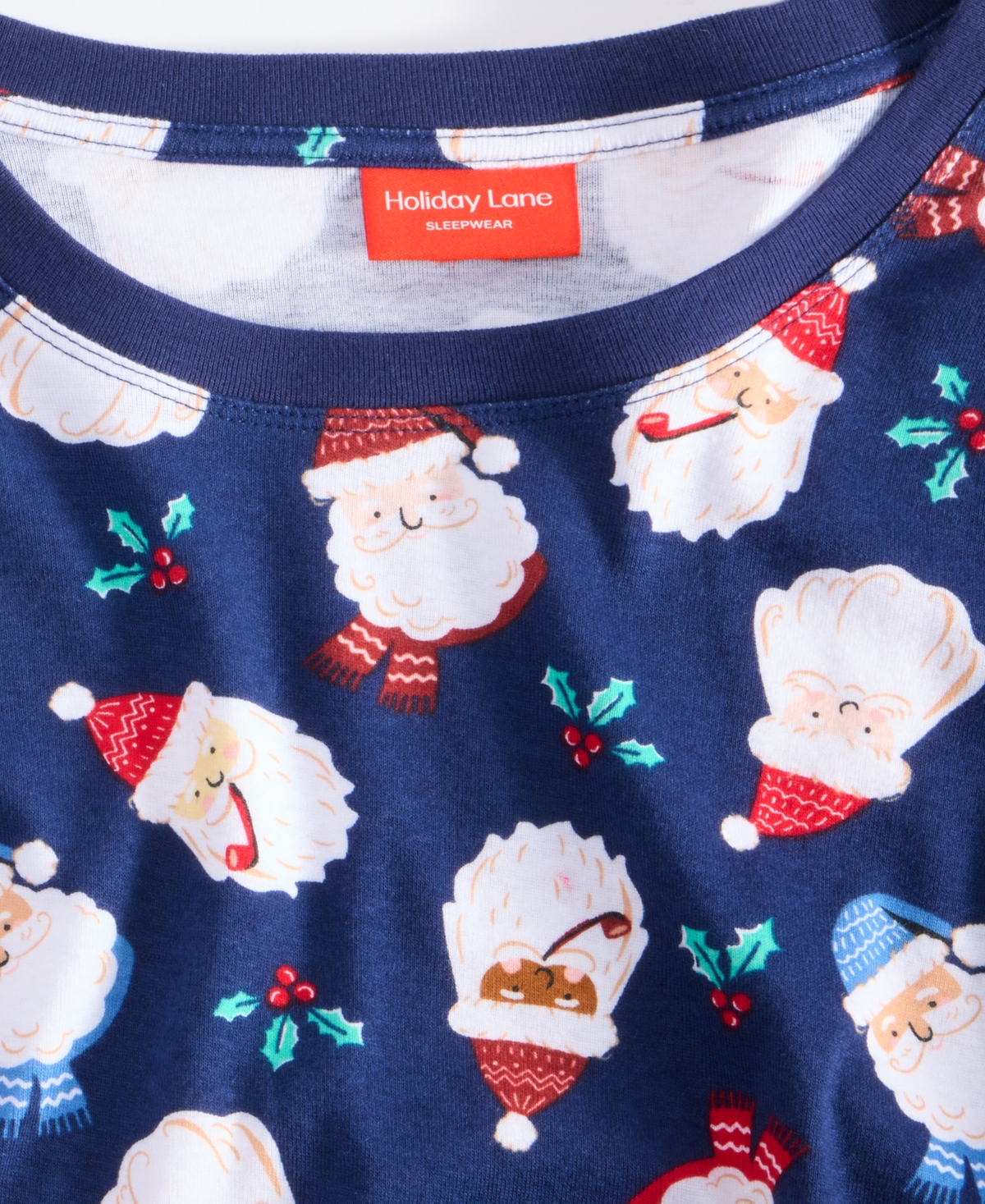 Holiday Lane Plus Size Santas Cotton Pajama Set, Macy's Exclusive In Blue