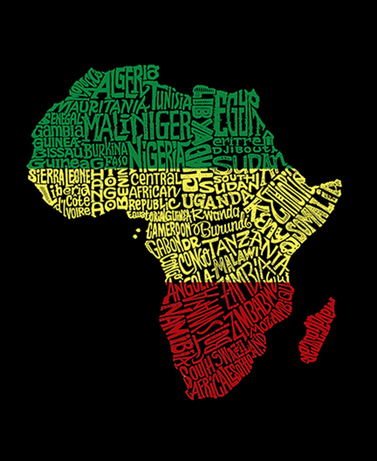 La Pop Art Plus Size Countries In Africa Word Art Tank Top In Black