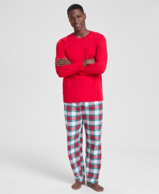 Men's Merry Mix Plaid Crew Neck Matching Family Pajamas Set, Created for Macy's