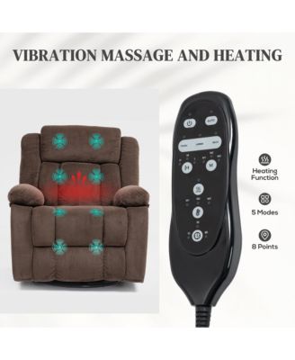 Massage Recliner Chair with Heat, Swivel Rocker with Footrest,